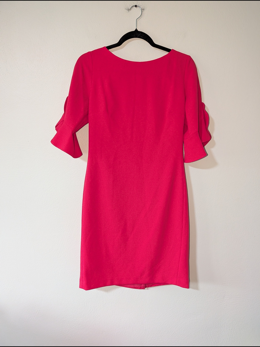 6 Karl Lagerfeld Women's Hot Pink Ruffle Sleeve Sheath Dress